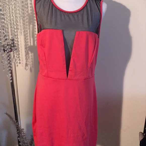 Pretty mesh plunge neckline bodycon dress - Picture 3 of 5